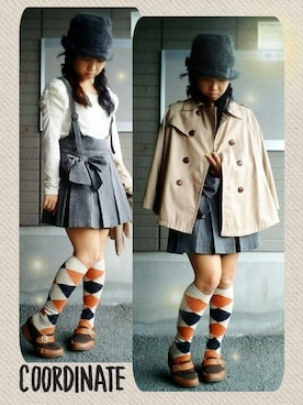 「ケープコート」｜「アイテム（帽子）」を使った、silkhatさん（レディース・147cm）の秋コーディネート