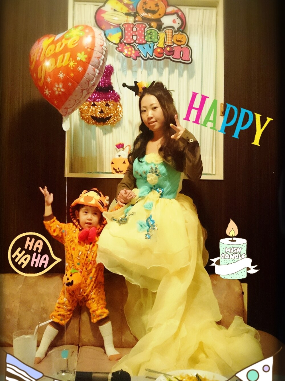 「 WEAR Halloween 2014、パーティー、フィッシュテール、ドレス、仮装、キッズコーデ」｜「net購入！フィッシュテールドレスのアイテム（ドレス、イエロー系）」を使った、silkhatさん（レディース・147cm）の秋コーディネートの1枚目の写真