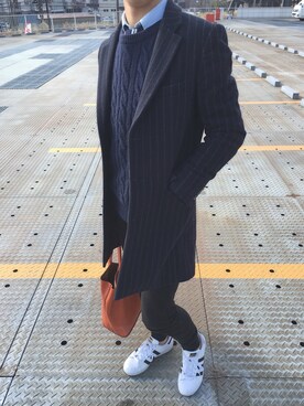 「JOURNAL STANDARD（ジャーナルスタンダード）のアイテム（トレンチコート）」を使った、ふみやさん（メンズ・170cm）の冬コーディネート