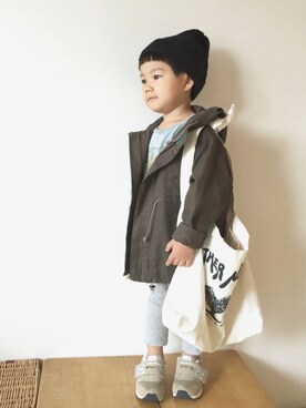 「LAGOM（LAGOM）のアイテム（モッズコート）」を使った、saKanaさん（キッズ・90cm）の秋コーディネート