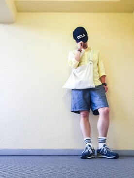 「UCLA（ユーシーエルエー）のアイテム（帽子）」を使った、Felix さん（メンズ・178cm）の夏コーディネート