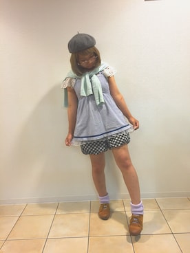 「個性的 古着」｜「アイテム（トップス）」を使った、ちびくらぁ えみりぃさん（レディース・148cm）の夏コーディネート