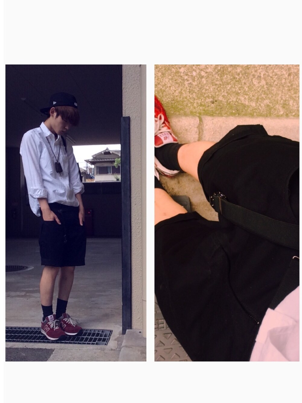 「ニューバランス、ハンドメイド、シャツイン、WEARBOOKエントリー」｜「NEW BALANCEのNew Balance M574 (M574J BUR)（スニーカー、レッド系）」を使った、kudo / shintaroさん（メンズ・171cm）の夏コーディネートの1枚目の写真