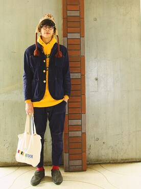 「プルオーバーパーカー」｜「アイテム（カバーオール）」を使った、Kaiさん（メンズ・182cm）の冬コーディネート