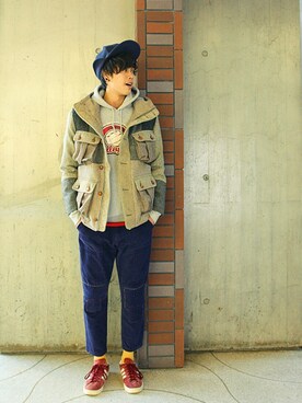 「プルオーバーパーカー」｜「アイテム（マウンテンパーカー）」を使った、Kaiさん（メンズ・182cm）の冬コーディネート