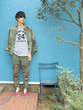 「EATS（イーツ）のアイテム（パンツ）」を使った、Kaiさん（メンズ・182cm）の春コーディネート