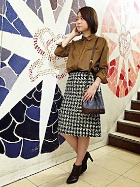 「アイテム（シャツ/ブラウス、イエロー系）」を使った、La TOTALITE Osakaさん（レディース・154cm）の秋コーディネート