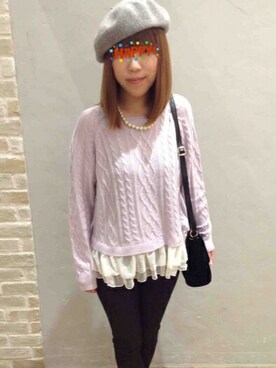 「ドラフトEM」｜「アイテム（ハンチング/ベレー帽）」を使った、haruさん（レディース・150cm）の秋コーディネート