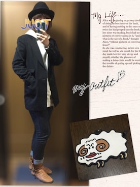 「Y's（ワイズ）のアイテム（チェスターコート）」を使った、JUOT(ジュート)さん（レディース・169cm）の冬コーディネート