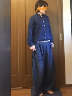 「ダンガリーシャツ」｜「アイテム（ブーツ）」を使った、JUOT(ジュート)さん（レディース・169cm）の秋コーディネート