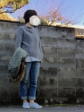 「シルバーシューズ」｜「アイテム（スタジャン）」を使った、JUOT(ジュート)さん（レディース・169cm）の冬コーディネート