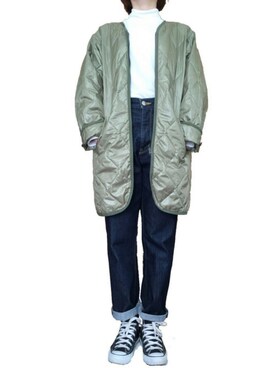 「インナーダウン」｜「アイテム（モッズコート）」を使った、ペリさん（レディース・165cm）の春コーディネート
