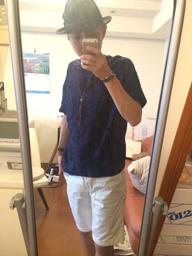 「BLUE WORK（ブルーワーク）のアイテム（Tシャツ/カットソー）」を使った、Shin Yoshidaさん（メンズ・171cm）の夏コーディネート
