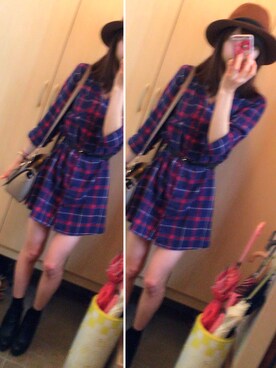 「Heather（ヘザー）のアイテム（ブーツ）」を使った、り〜なさん（レディース・160cm）の秋コーディネート