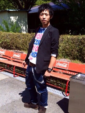 「mercibeaucoup,（メルシーボークー）のアイテム（腕時計）」を使った、ジョーさん（メンズ・177cm）の冬コーディネート