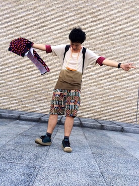 「MALAIKA（マライカ）のアイテム（パンツ）」を使った、ジョーさん（メンズ・177cm）の夏コーディネート