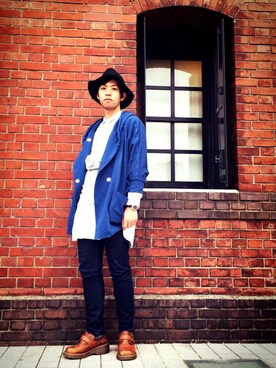 「mercibeaucoup,（メルシーボークー）のアイテム（スウェット）」を使った、ジョーさん（メンズ・177cm）の春コーディネート