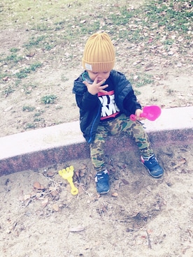 「アイテム（ナイロンジャケット）」を使った、yukakoさん（キッズ・90cm）の秋コーディネート