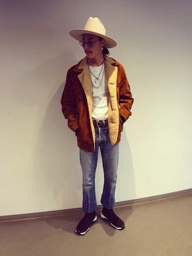 「mythography（ミソグラフィー）のアイテム（スニーカー）」を使った、trampさん（メンズ・180cm）の春コーディネート