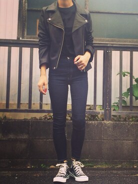 「BLACK BY MOUSSY（ブラックバイマウジー）のアイテム（その他アウター）」を使った、maiko_0219_さん（レディース・163cm）の秋コーディネート