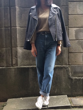 「BLACK BY MOUSSY（ブラックバイマウジー）のアイテム（その他アウター）」を使った、maiko_0219_さん（レディース・163cm）の秋コーディネート