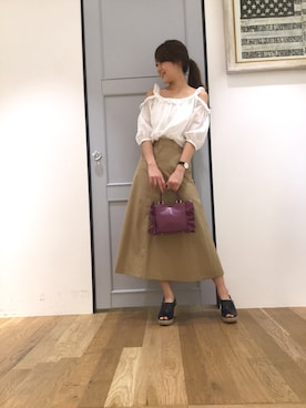 「アイテム（トートバッグ）」を使った、yu-riさん（レディース・166cm）の春コーディネート