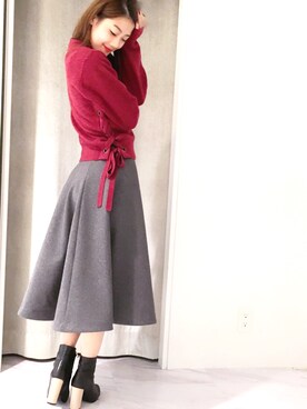 「アイテム（ブーティ）」を使った、yu-riさん（レディース・166cm）の秋コーディネート