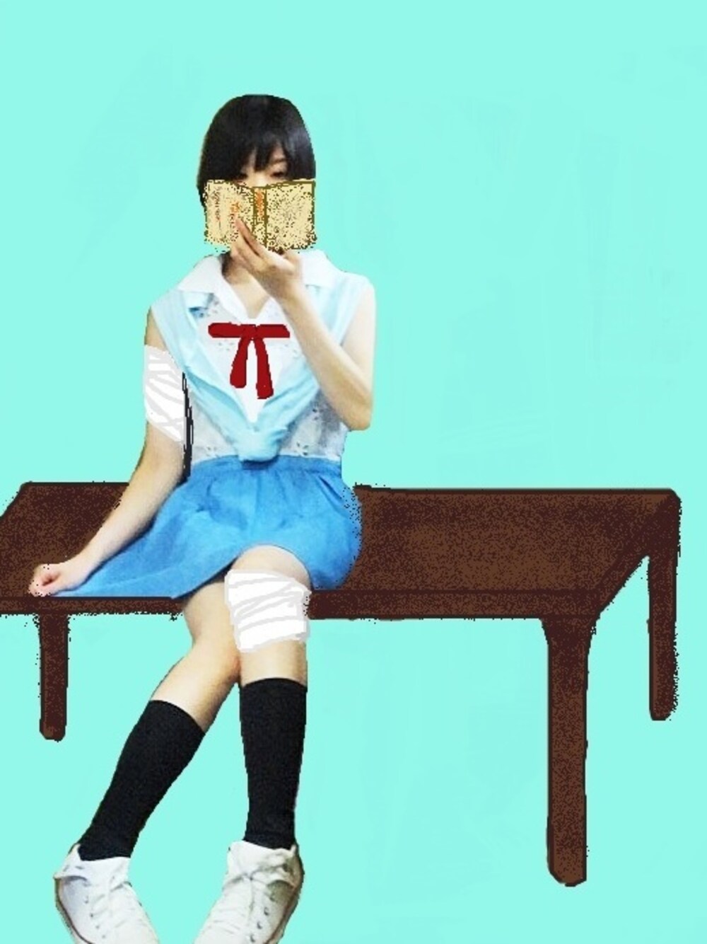「ごめんなさい、エヴァ、お絵描きコーデ、誰かの真似スタイル、新境地、アニヲタだっておしゃれが好き、アニヲタだっておしゃれが好き14秋、エヴァンゲリオン」｜「綾波レイ様（フィギュア、ブルー系）」を使った、E-moiさん（レディース・155cm）の夏コーディネートの1枚目の写真