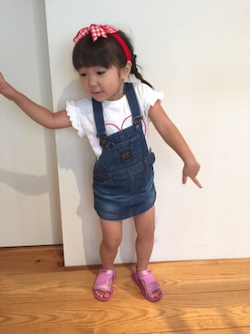 「Wrangler（ラングラー）のアイテム（サロペット/オーバーオール）」を使った、kate.yさん（キッズ・100cm）の夏コーディネート