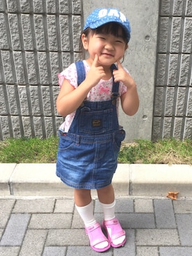 「Wrangler（ラングラー）のアイテム（サロペット/オーバーオール）」を使った、kate.yさん（キッズ・100cm）の夏コーディネート