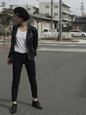 「blackmeans（ブラックミーンズ）のアイテム（ジャケット/アウター）」を使った、Yさん（レディース・156cm）の秋コーディネート