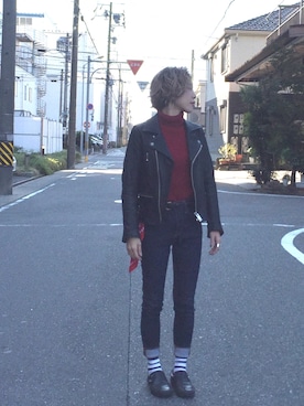 「blackmeans（ブラックミーンズ）のアイテム（ジャケット/アウター）」を使った、Yさん（レディース・155cm）の秋コーディネート