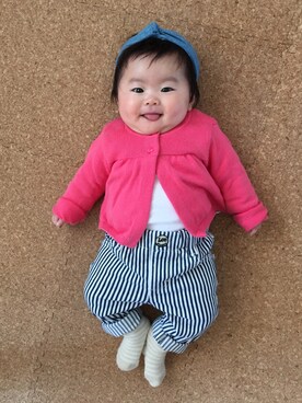 「babyGAP（babyGAP）のアイテム（カーディガン/ボレロ、ピンク系）」を使った、yurimariさん（レディース・70cm）の春コーディネート