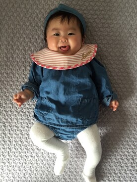 「OLD NAVY（オールドネイビー）のアイテム（Tシャツ/カットソー、ブルー系）」を使った、yurimariさん（レディース・70cm）の春コーディネート