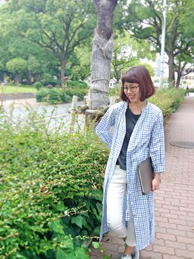 「ウォーキングスタイル」｜「アイテム（その他アウター）」を使った、あべかわさん（レディース・160cm）の夏コーディネート