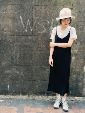 「金子眼鏡（カネコガンキョウ）のKilgore Glasses - Made by Kaneko Optical / ボストン型眼鏡 - 金子眼鏡製（メガネ）」を使った、あべかわさん（レディース・160cm）の夏コーディネート