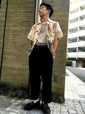 「TRANS CONTINENTS（トランスコンチネンツ）のアイテム（パンツ）」を使った、chappyさん（メンズ・160cm）の夏コーディネート