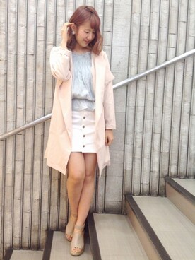 「チュニック」｜「アイテム（トレンチコート）」を使った、しばやんさん（レディース・161cm）の春コーディネート