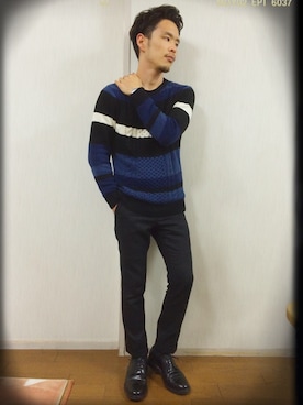 「ブルー x ホワイト」｜BK201さん（メンズ・161cm）の冬コーディネート