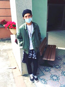 「AES（エーイーエス）のアイテム（帽子）」を使った、Weiさん（メンズ・176cm）の夏コーディネート