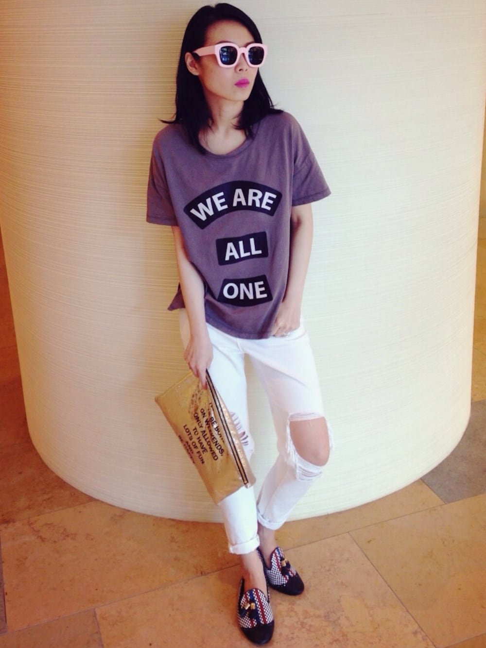 「STYLENANDAのアイテム（Tシャツ/カットソー、グレー系）」を使った、Janさん（レディース・170cm）の秋コーディネートの1枚目の写真