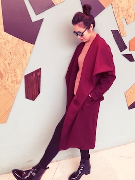 「red」｜「アイテム（カバーオール）」を使った、Janさん（レディース・170cm）の冬コーディネート
