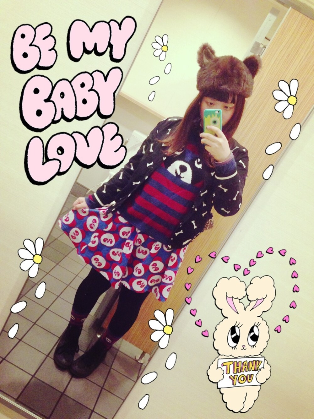 「PEPEちゃん」｜「Candy StripperのLITTLE CAT FUR BERET（ハンチング/ベレー帽、ブラウン系）」を使った、ゆかりんさん（レディース・152cm）の冬コーディネートの1枚目の写真
