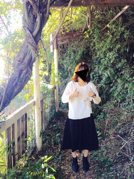「Samansa Mos2（サマンサ モスモス）の柄アソートミラノプルオーバー（ニット/セーター、ホワイト系）」を使った、ゆきえさん（レディース・160cm）の秋コーディネート