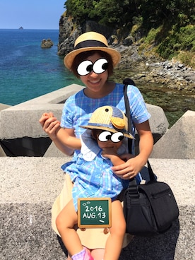 「水色」｜「アイテム（チュニック）」を使った、こちたさん（キッズ・80cm）の夏コーディネート