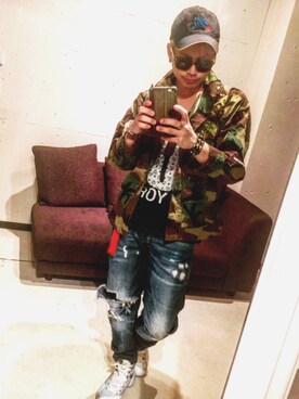 「G-（ジー）のアイテム」を使った、康正さん（メンズ・166cm）の秋コーディネート