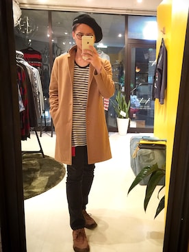 「G-（ジー）のアイテム」を使った、康正さん（メンズ・166cm）の秋コーディネート