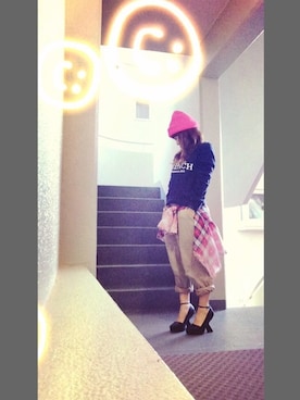 「スウェット×シャツ」｜ゆかり🍎さん（レディース・152cm）の秋コーディネート