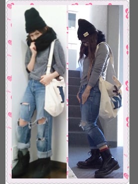 「Ungrid（アングリッド）のアイテム（サスペンダー）」を使った、ゆかり🍎さん（レディース・152cm）の冬コーディネート