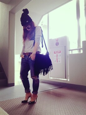 「フリンジバック」｜ゆかり🍎さん（レディース・152cm）の秋コーディネート